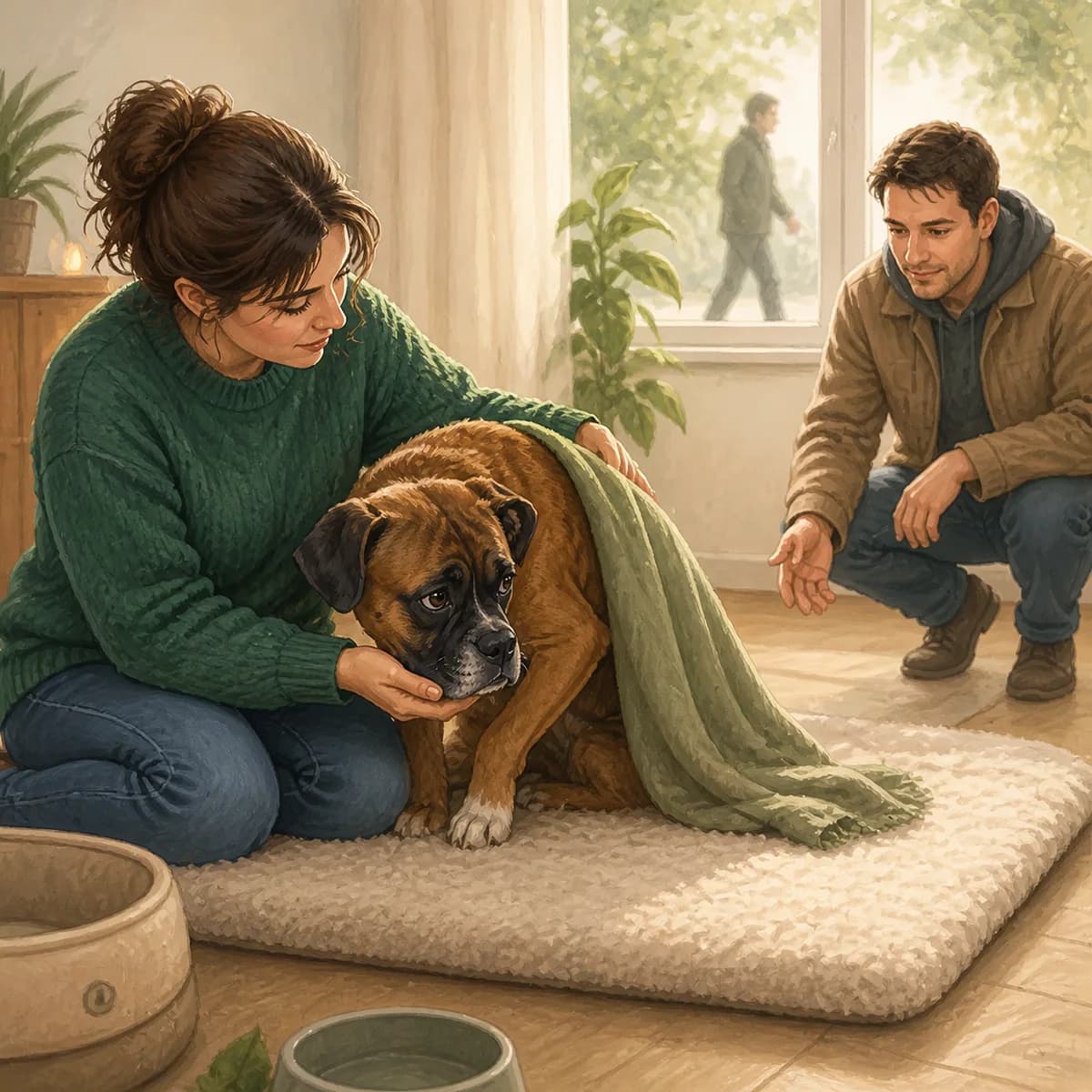 Illustration éditoriale originale créée pour l’article « Adopter un chien craintif »