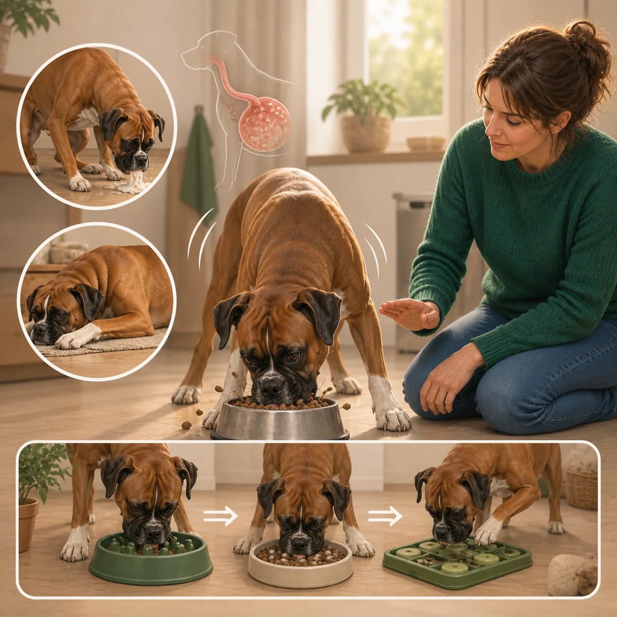 Illustration éditoriale originale créée pour l’article « Mon chien mange trop vite »