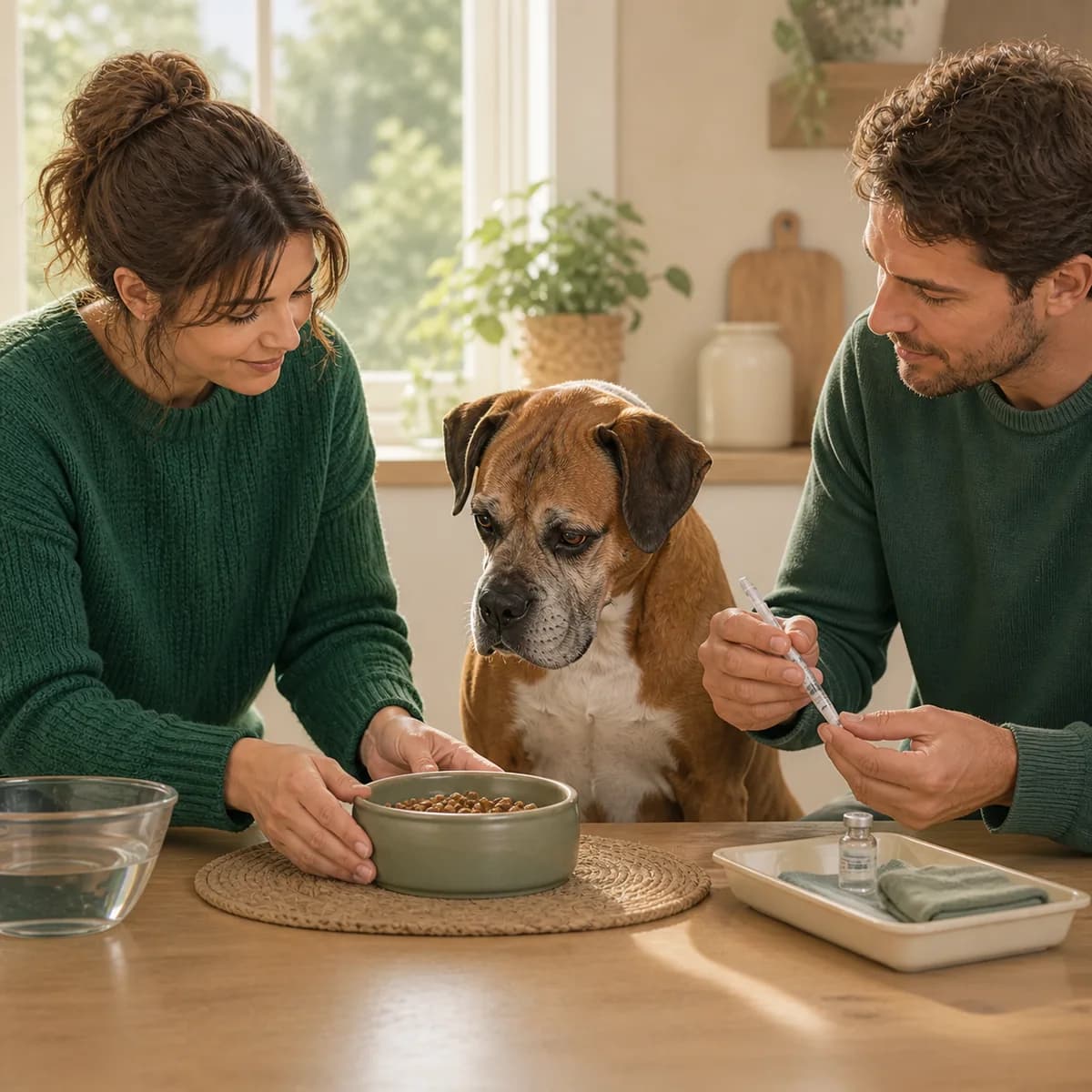 Illustration éditoriale originale créée pour l’article « L’alimentation d’un chien diabétique »