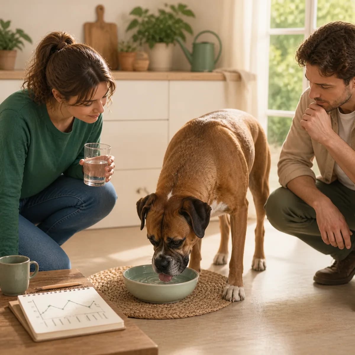 Illustration éditoriale originale créée pour l’article « Combien un chien doit-il boire »