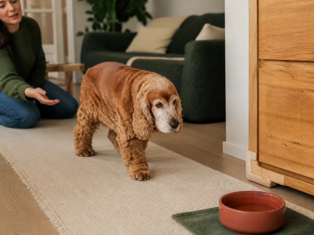 Illustration éditoriale originale créée pour l’article « Accompagner un chien qui perd la vue »