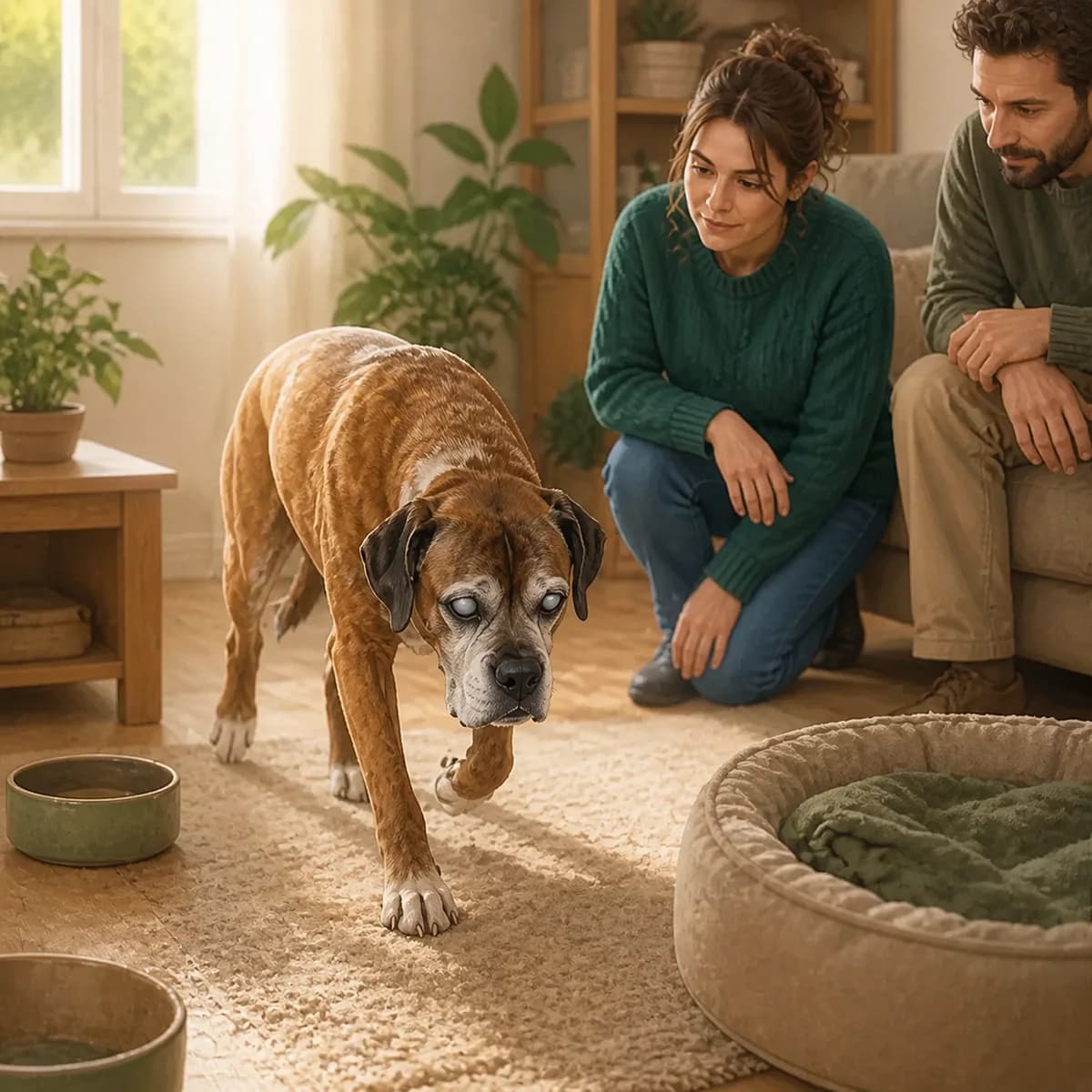 Illustration éditoriale originale créée pour l’article « Accompagner un chien qui perd la vue »