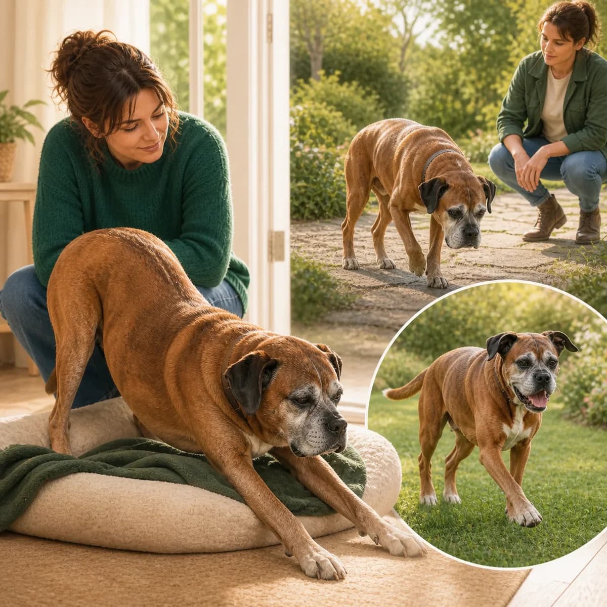 Illustration éditoriale originale créée pour l’article « L’arthrose du chien : la reconnaître tôt »