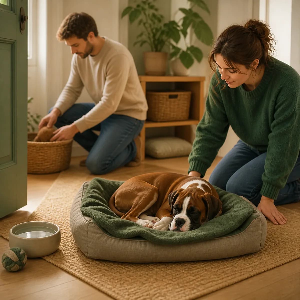 Illustration éditoriale originale créée pour l’article « Accueillir un chiot : la première semaine »