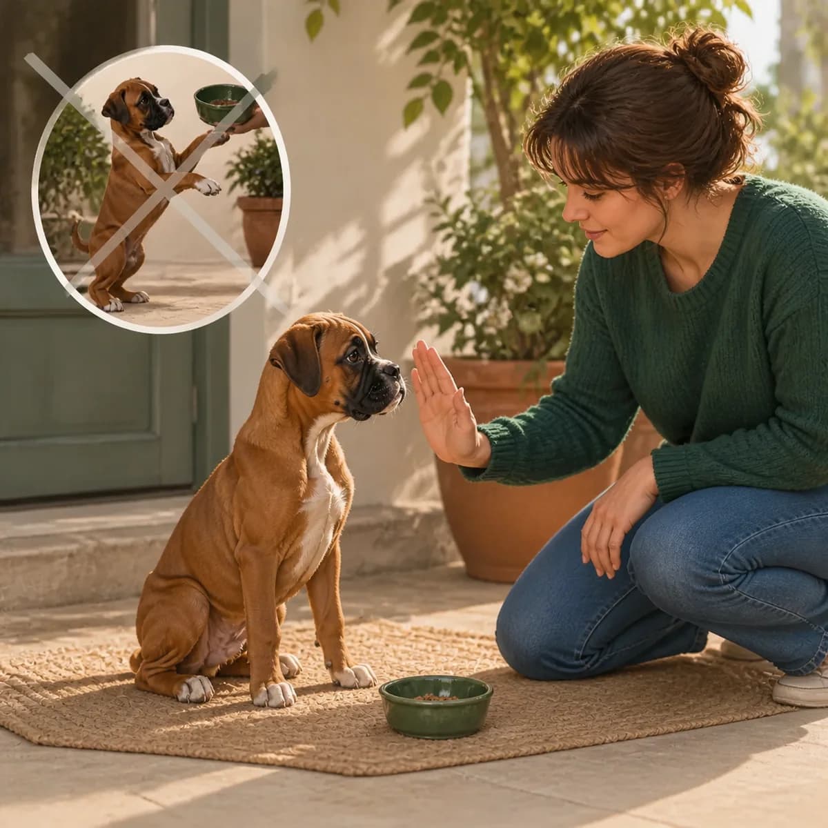 Illustration éditoriale originale créée pour l’article « Apprendre la frustration à un chiot »