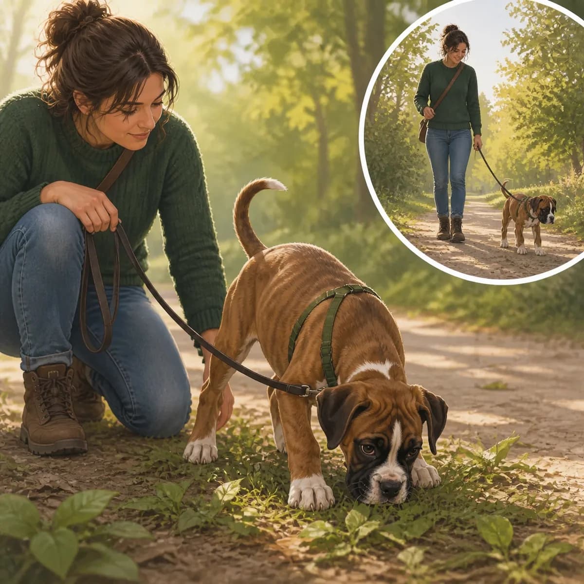 Illustration éditoriale originale créée pour l’article « Combien marcher avec un chiot »