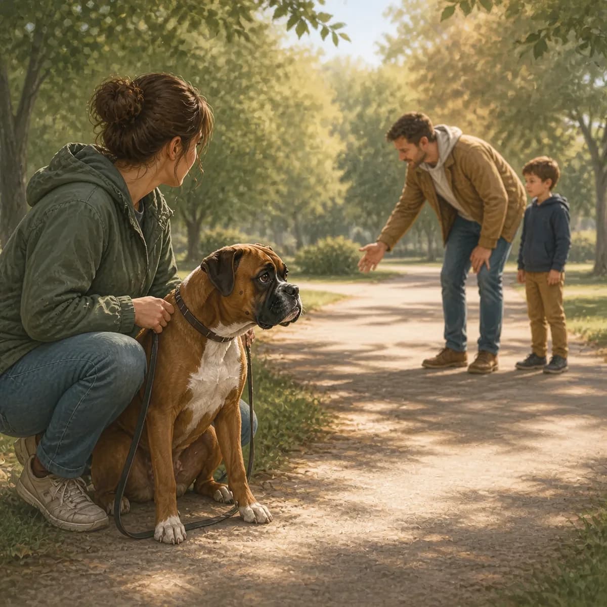 Illustration éditoriale originale créée pour l’article « Mon chien a peur des gens »