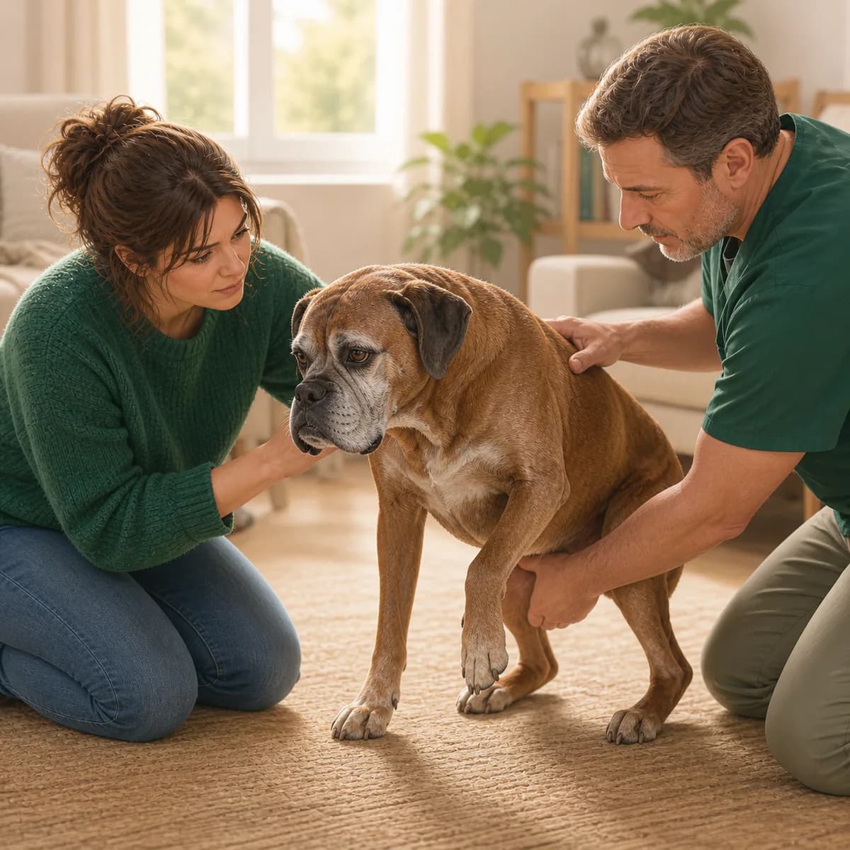 Illustration éditoriale originale créée pour l’article « Le chien qui devient irritable en vieillissant »