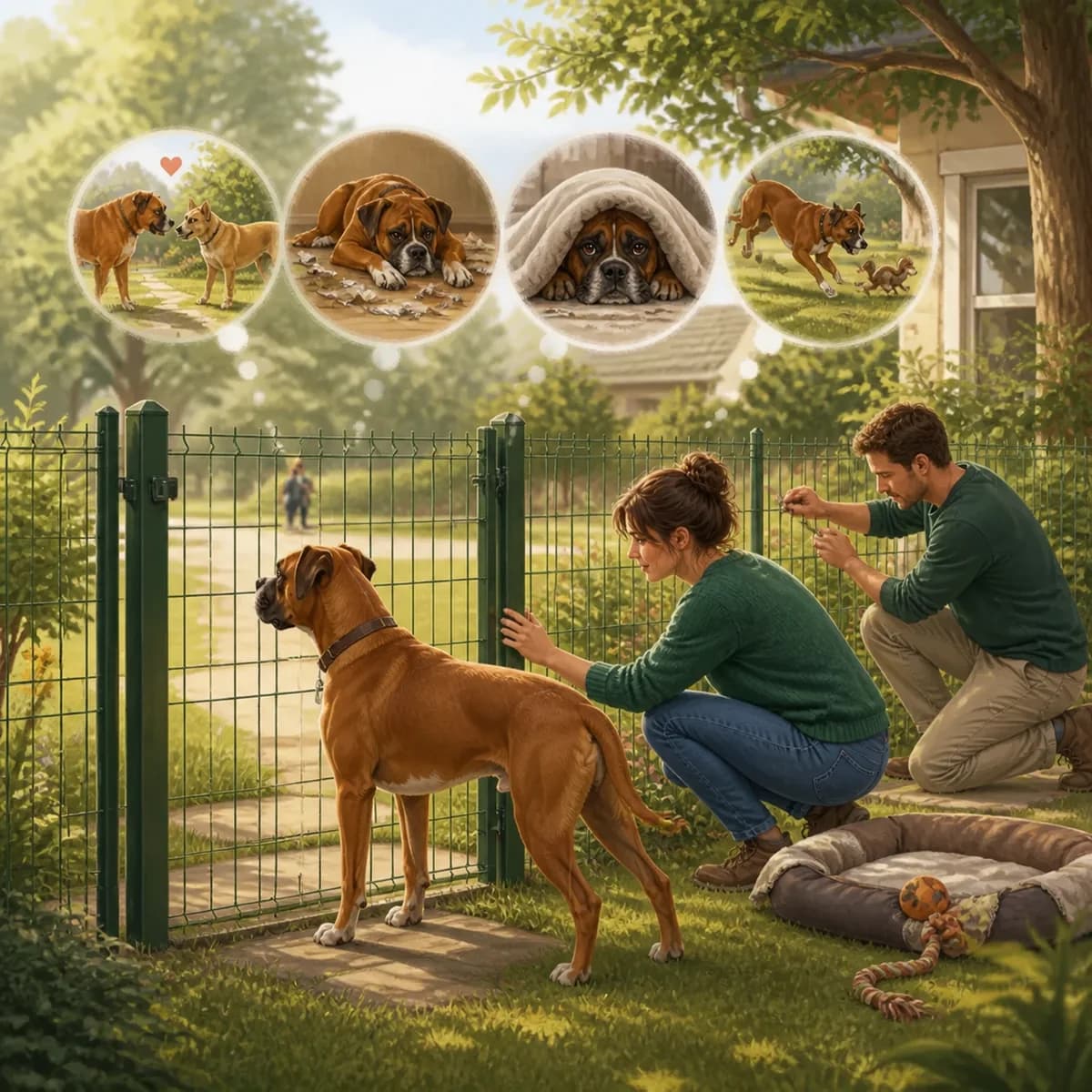 Illustration éditoriale originale créée pour l’article « Mon chien fugue : les causes et les réponses »