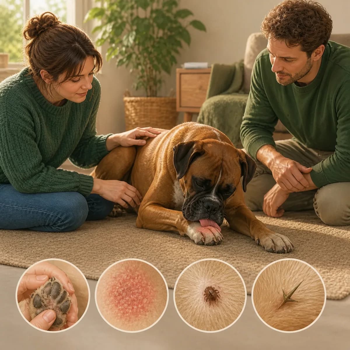Illustration éditoriale originale créée pour l’article « Mon chien se lèche sans arrêt »
