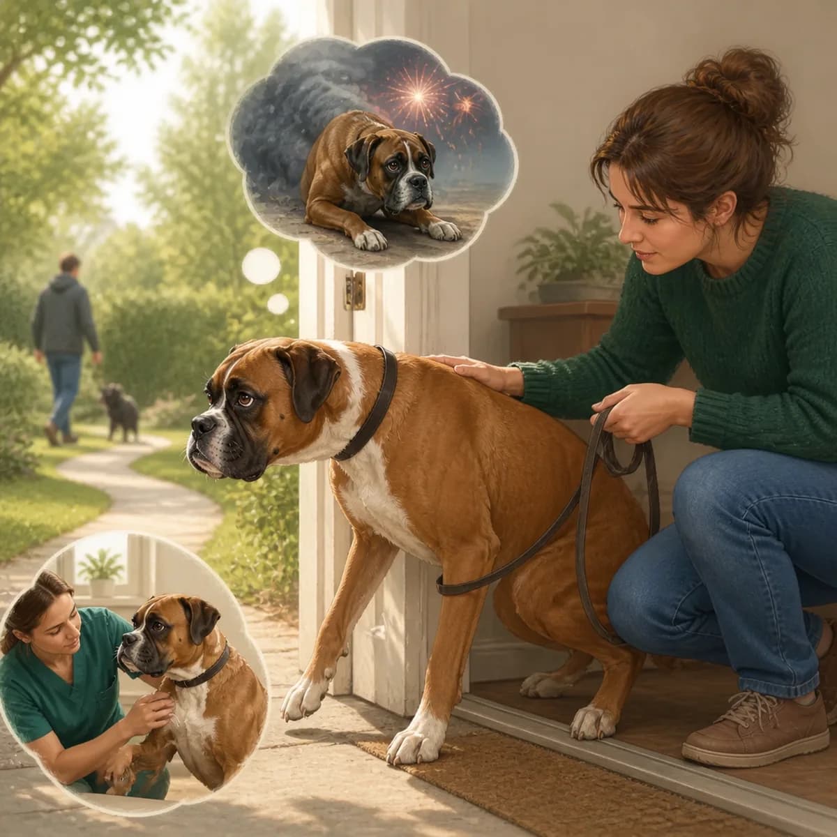 Illustration éditoriale originale créée pour l’article « Le chien qui ne veut plus sortir »