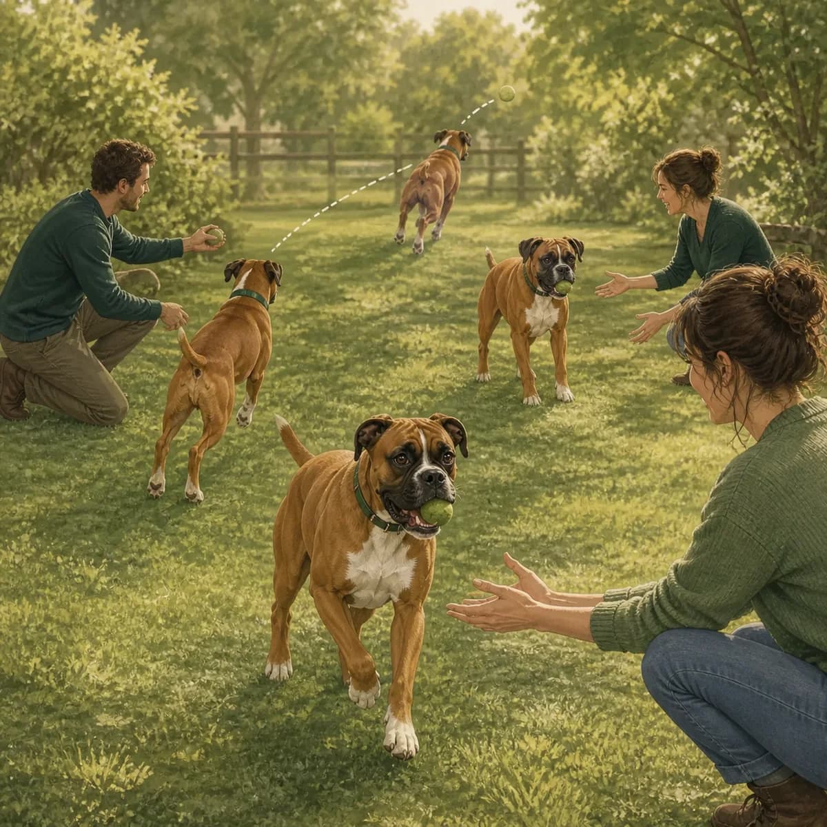 Illustration éditoriale originale créée pour l’article « Apprendre à un chien à rapporter »