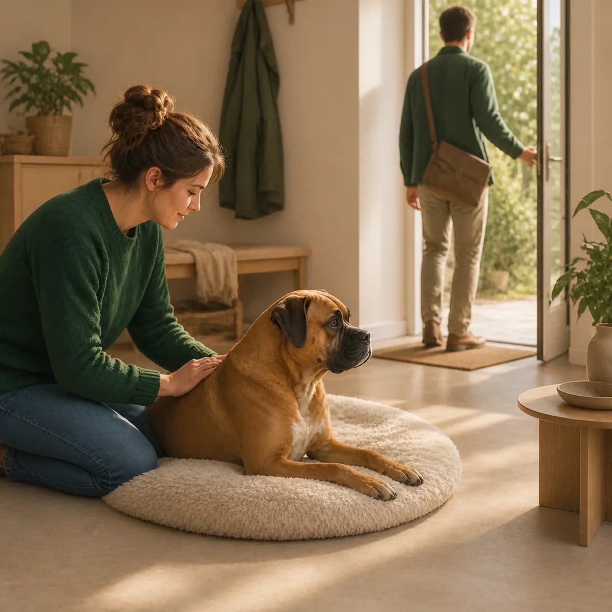 Illustration éditoriale originale créée pour l’article « Apprendre à un chien à rester seul »
