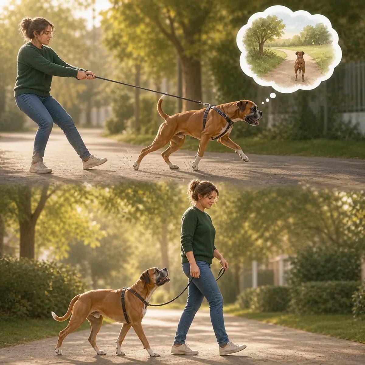 Illustration éditoriale originale créée pour l’article « Le chien qui tire en laisse »