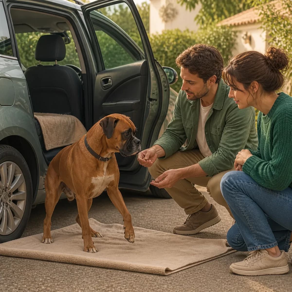 Illustration éditoriale originale créée pour l’article « Habituer son chien à la voiture »