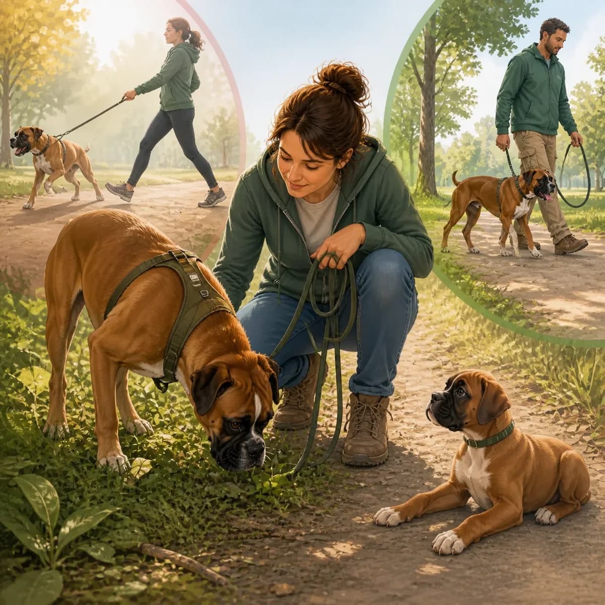 Illustration éditoriale originale créée pour l’article « Combien de temps promener son chien chaque jour »