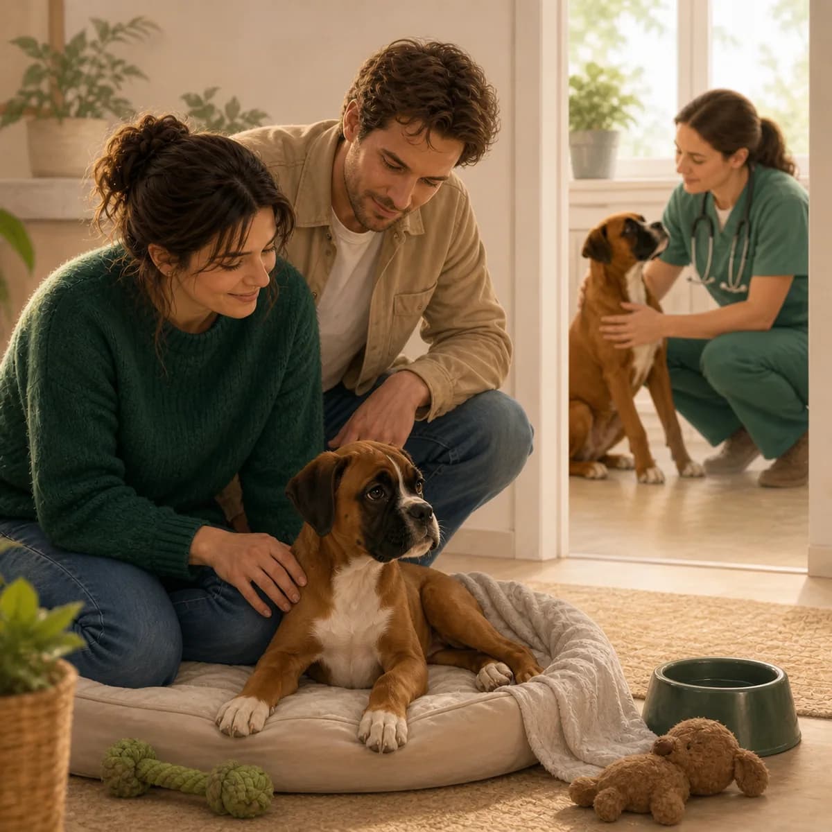 Illustration éditoriale originale créée pour l’article « La première semaine avec un chien »