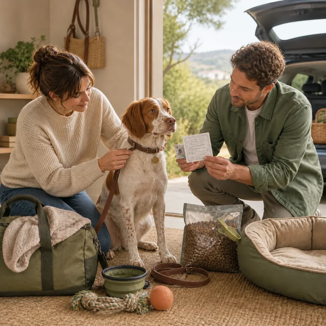 Illustration éditoriale originale créée pour l’article « Partir en vacances avec son chien »
