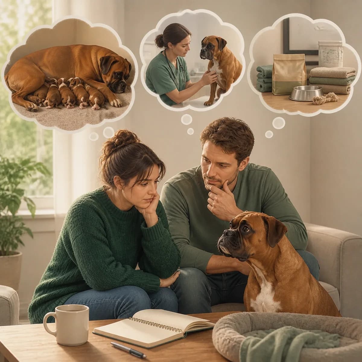 Illustration éditoriale originale créée pour l’article « Faut-il faire une portée à sa chienne »