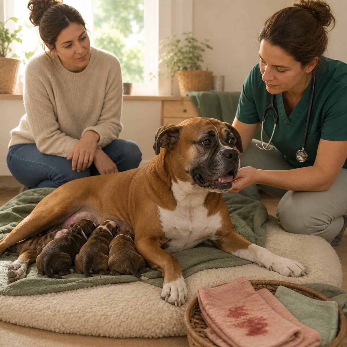 Illustration éditoriale originale créée pour l’article « La chienne après la mise bas : ce qui se surveille »