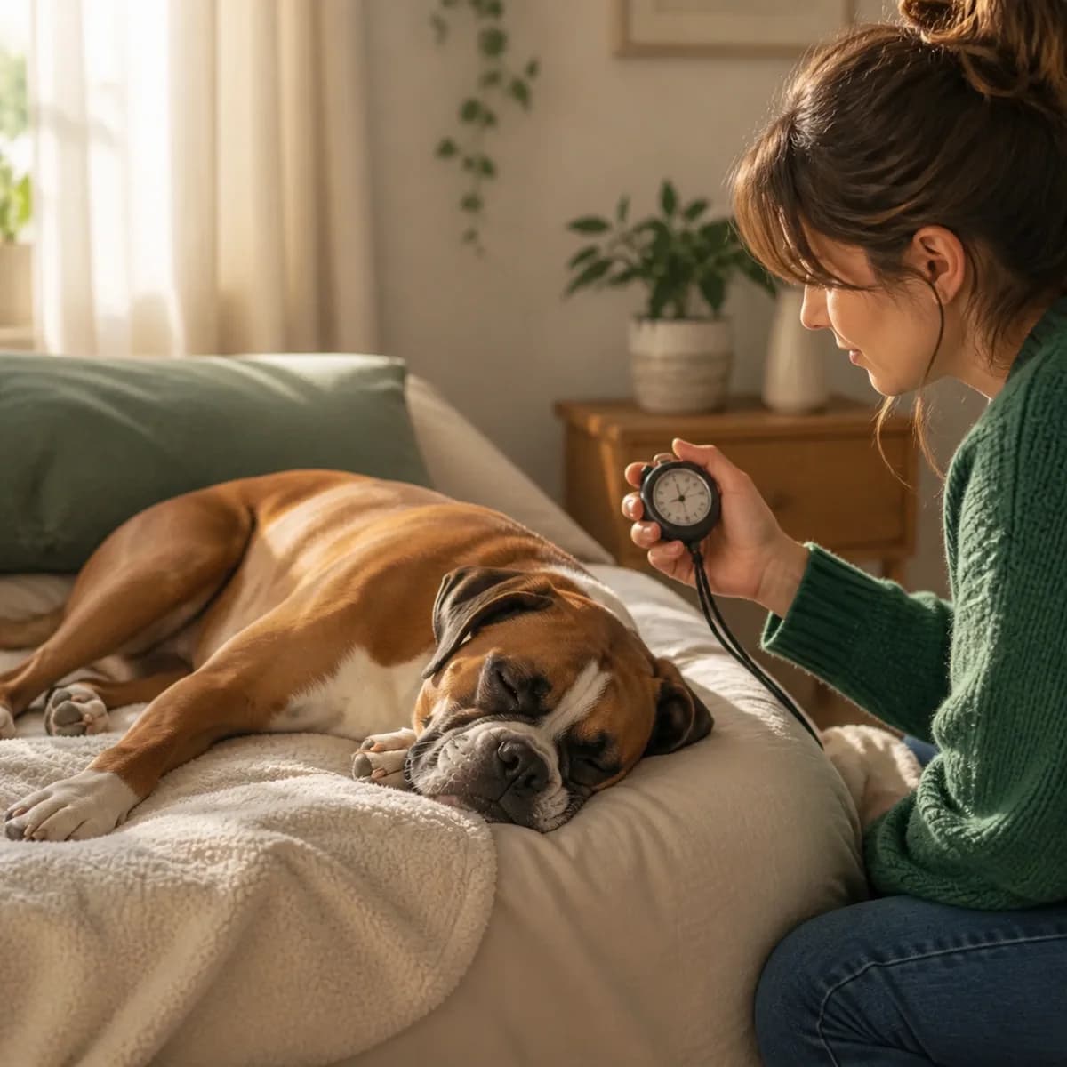 Illustration éditoriale originale créée pour l’article « Un chien qui respire mal la nuit »