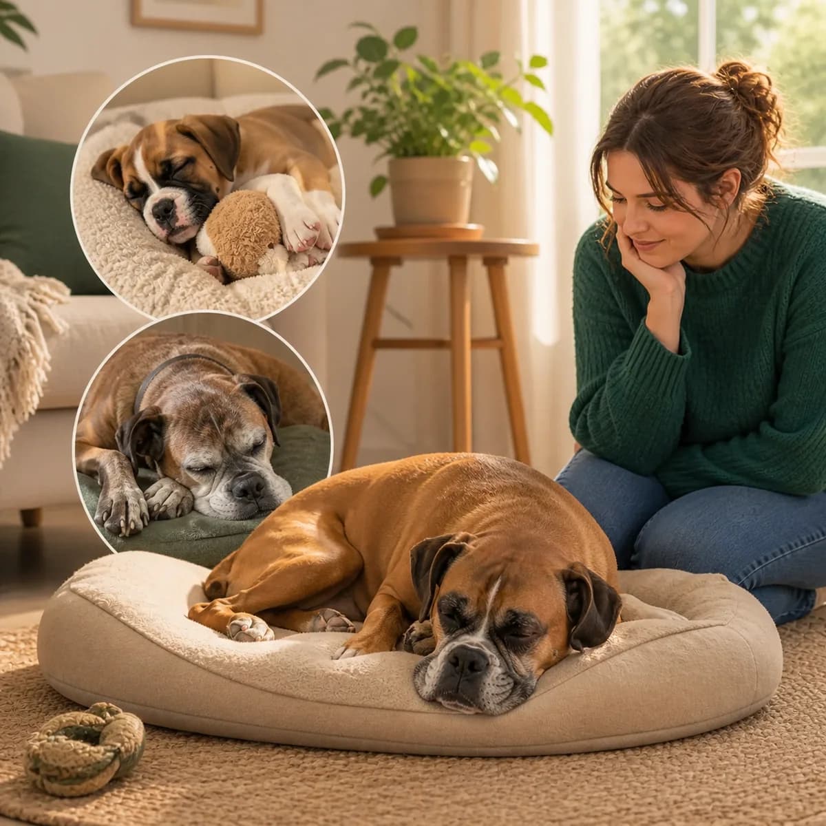 Illustration éditoriale originale créée pour l’article « Mon chien dort beaucoup : est-ce normal »