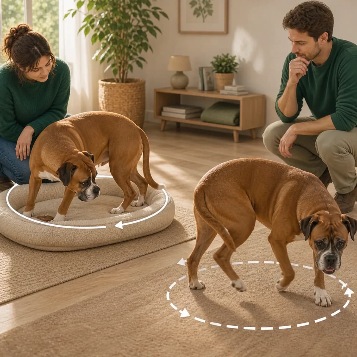 Illustration éditoriale originale créée pour l’article « Mon chien tourne en rond »
