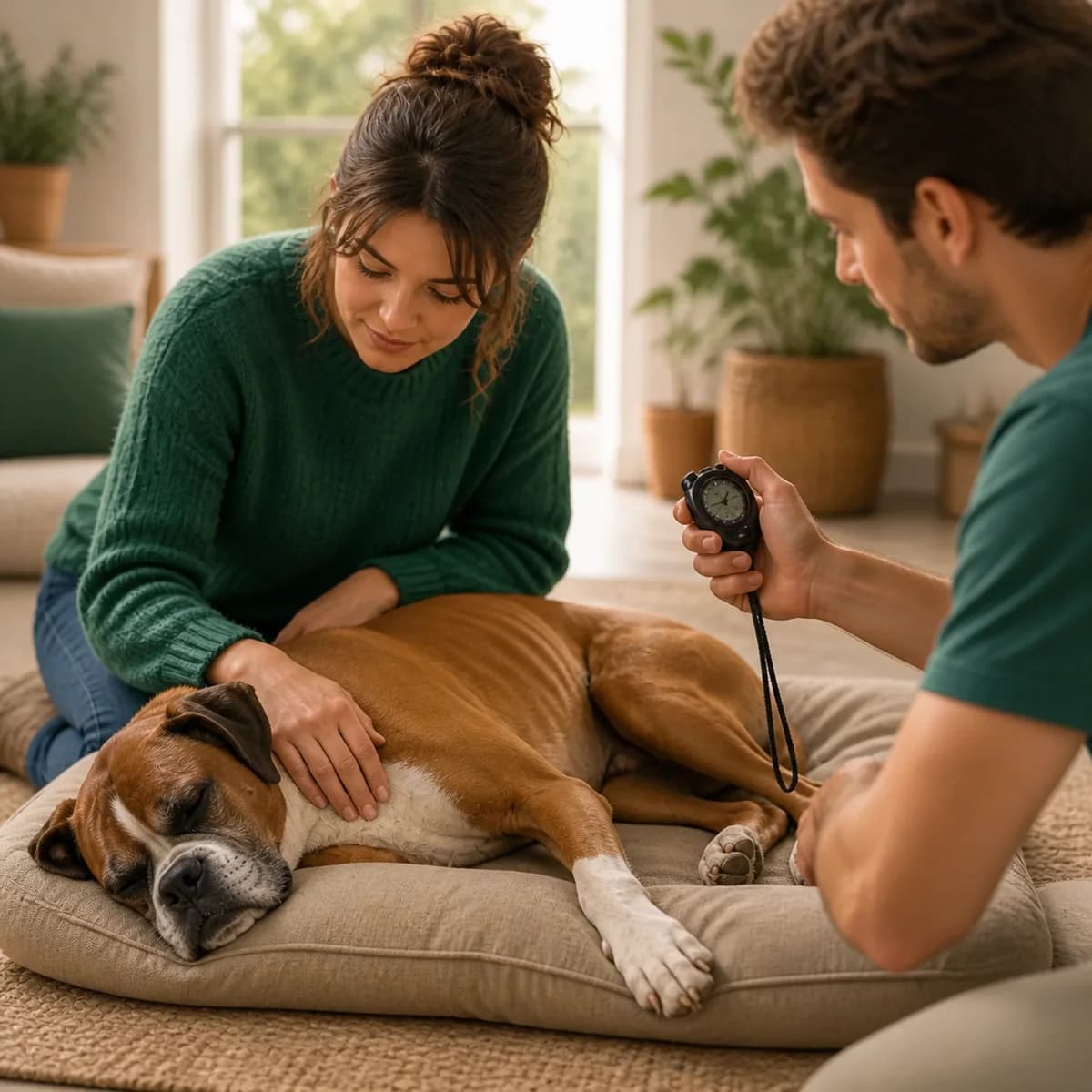 Illustration éditoriale originale créée pour l’article « Compter la fréquence respiratoire de son chien »