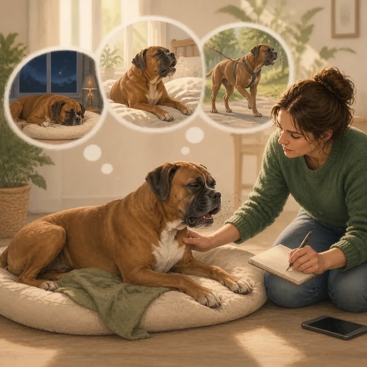 Illustration éditoriale originale créée pour l’article « La toux du chien : ce qu’elle peut signifier »