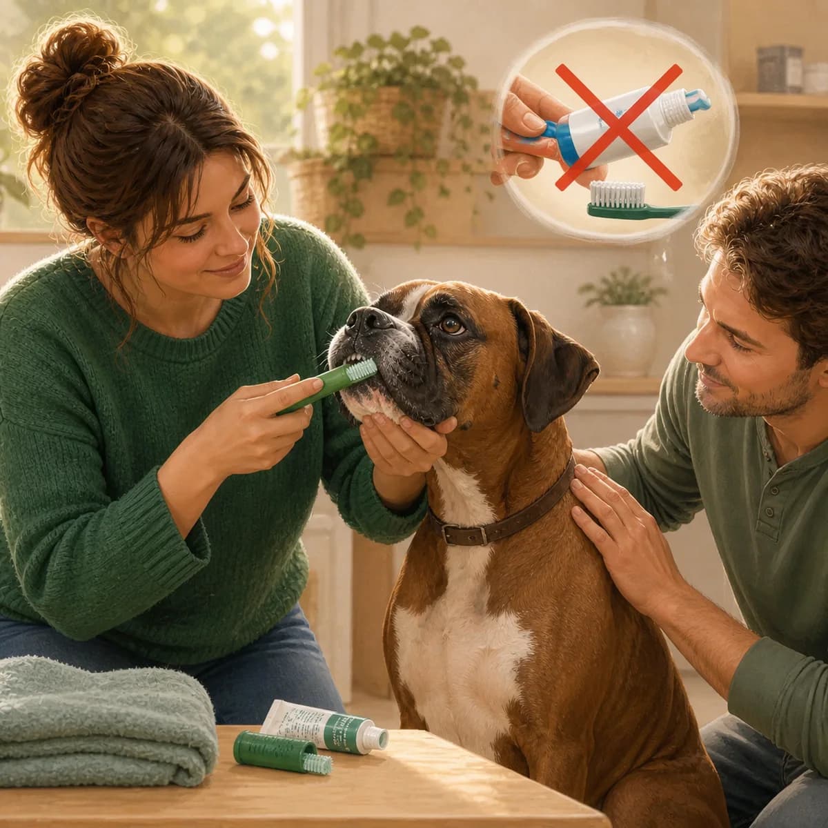 Illustration éditoriale originale créée pour l’article « Brosser les dents de son chien : par où commencer »
