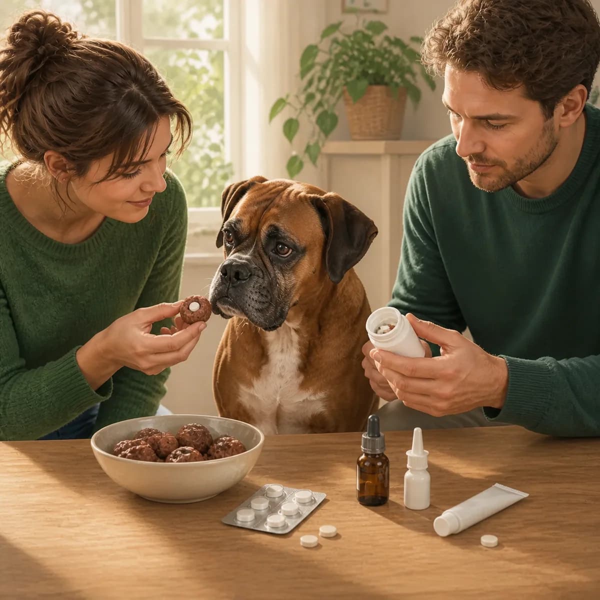 Illustration éditoriale originale créée pour l’article « Donner un médicament à son chien »