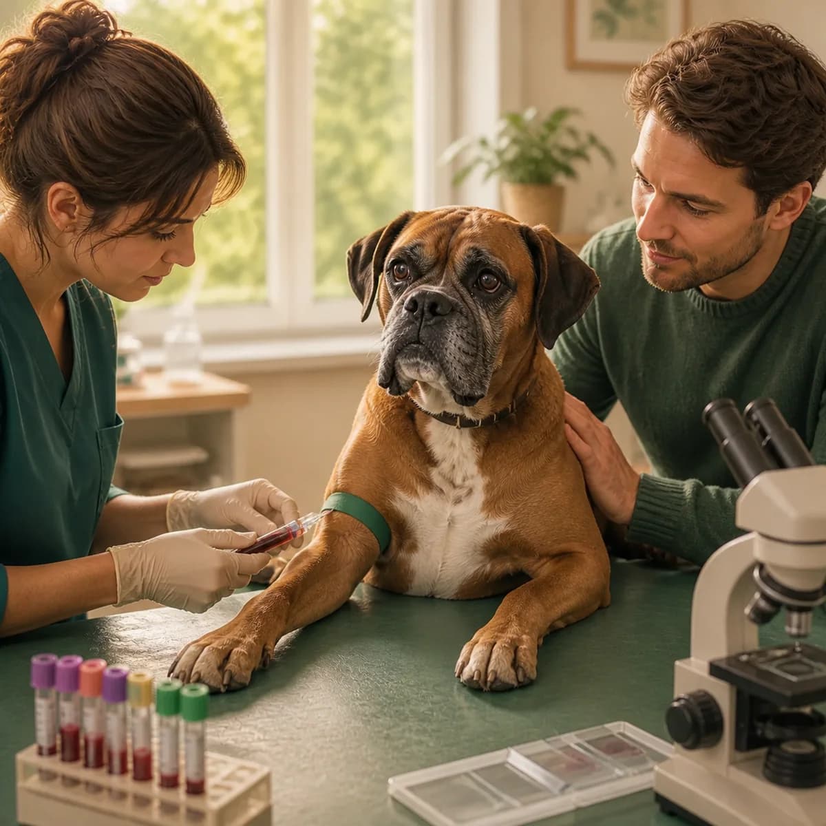 Illustration éditoriale originale créée pour l’article « Comprendre une prise de sang chez le chien »
