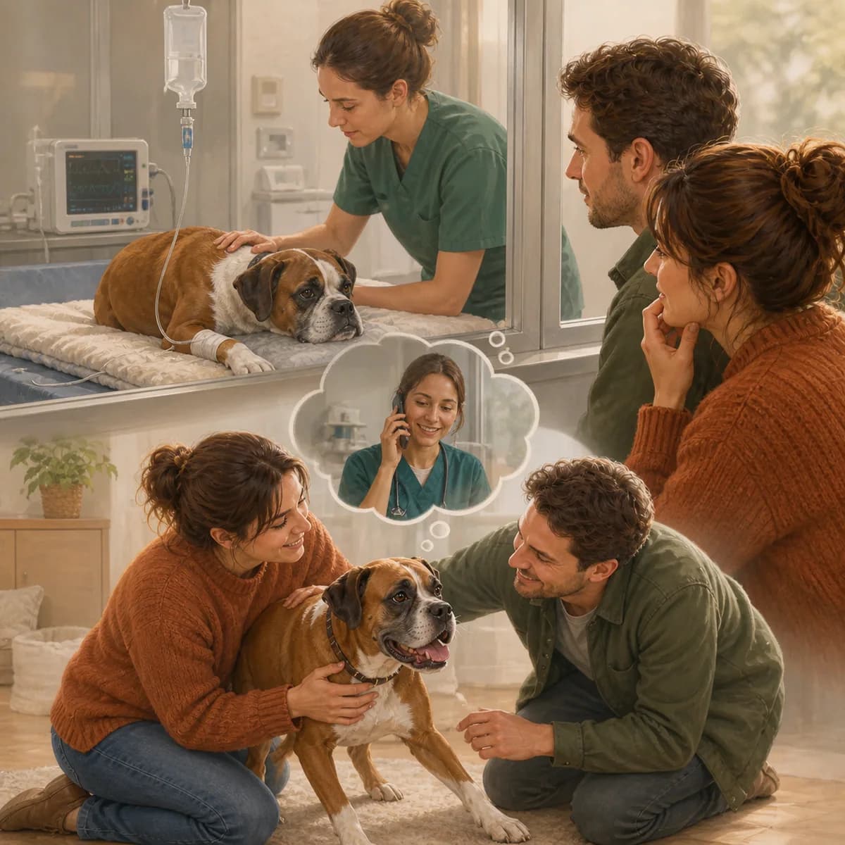 Illustration éditoriale originale créée pour l’article « Quand son chien est hospitalisé »