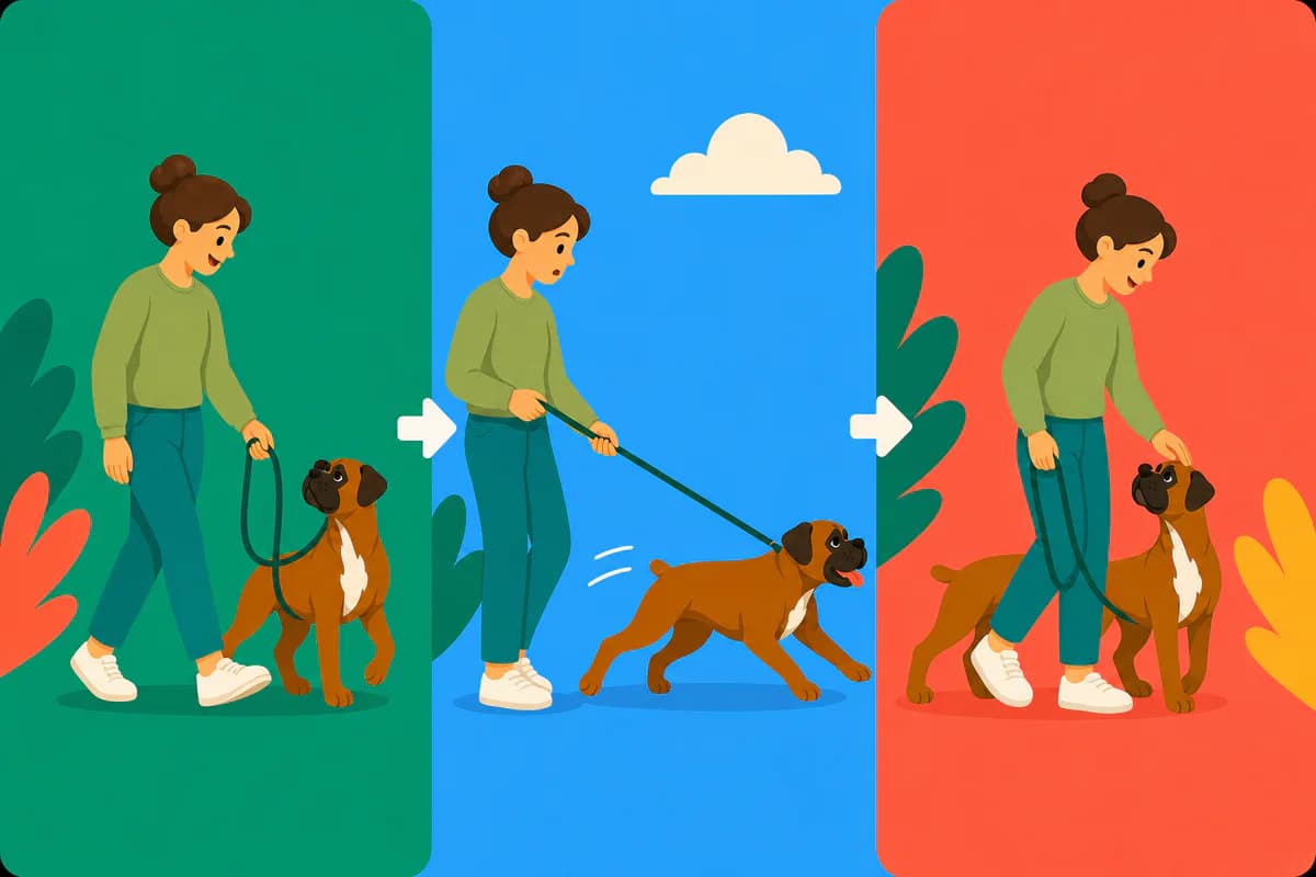 Illustration de l’exercice « Marche en laisse ».