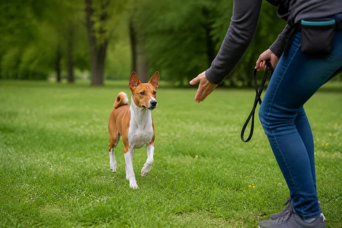 Basenji observé pendant une sortie adaptée à son gabarit