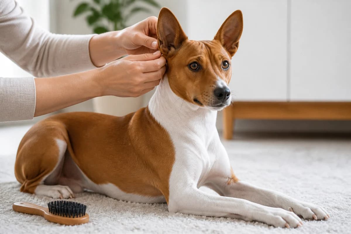 Portrait rapproché d’un basenji pour illustrer le pelage et les soins courants