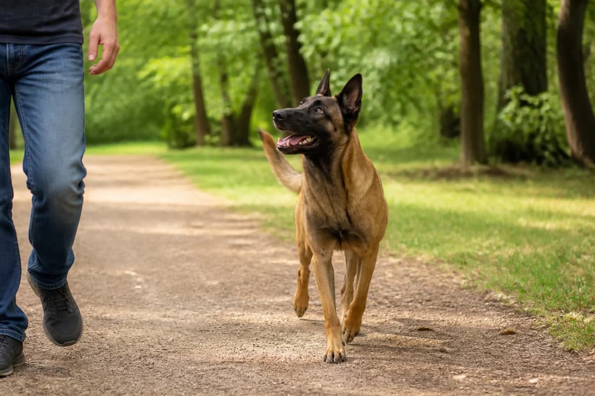 Berger belge malinois observé pendant une sortie adaptée à son gabarit