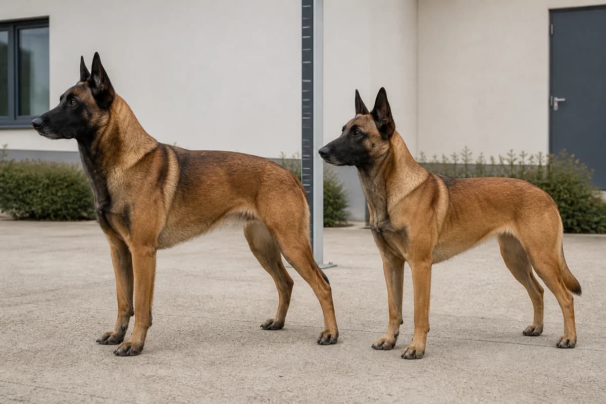 Berger belge malinois adulte, vue de la silhouette et du gabarit