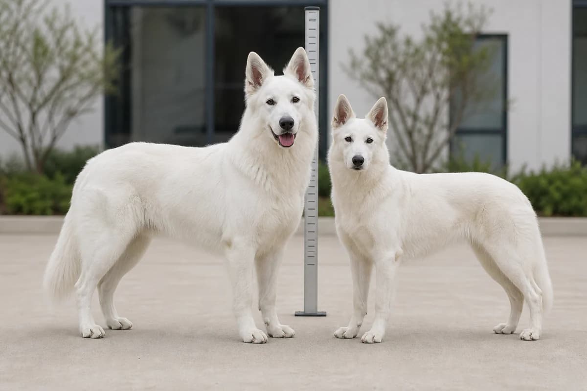 Berger blanc suisse adulte, vue de la silhouette et du gabarit