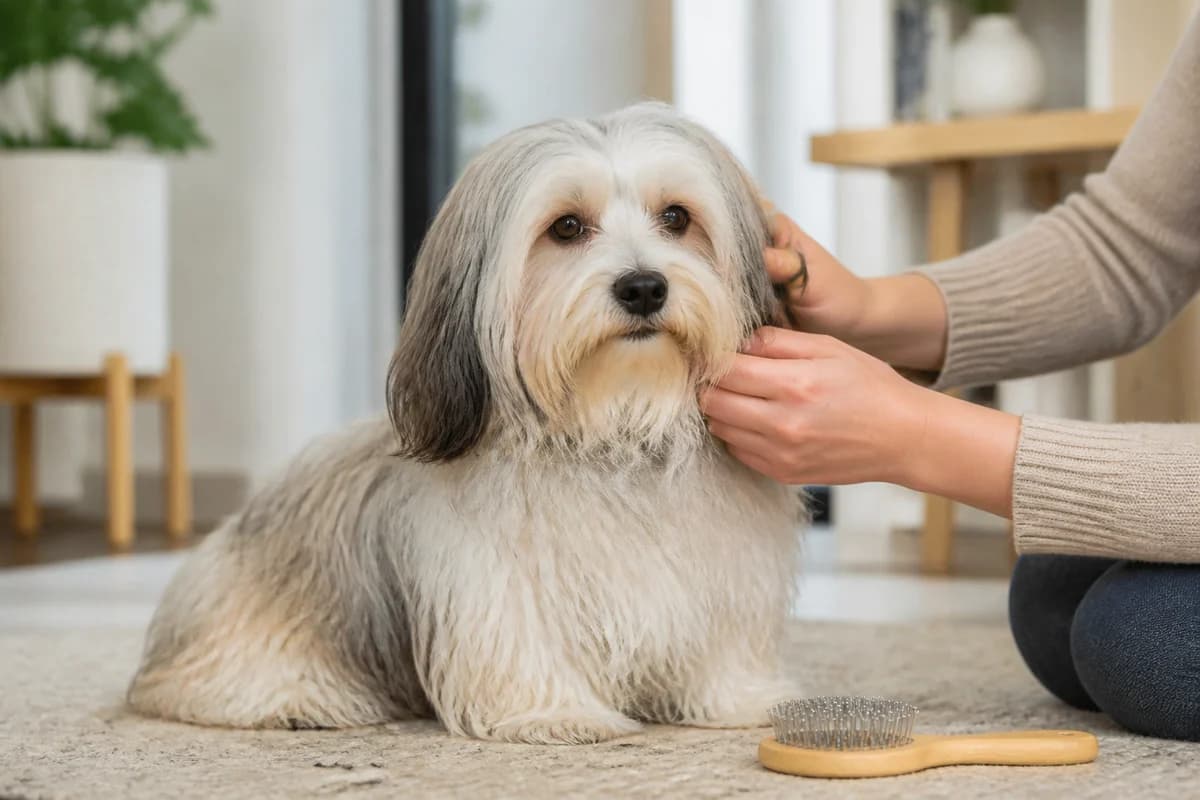 Portrait rapproché d’un bichon havanais pour illustrer le pelage et les soins courants