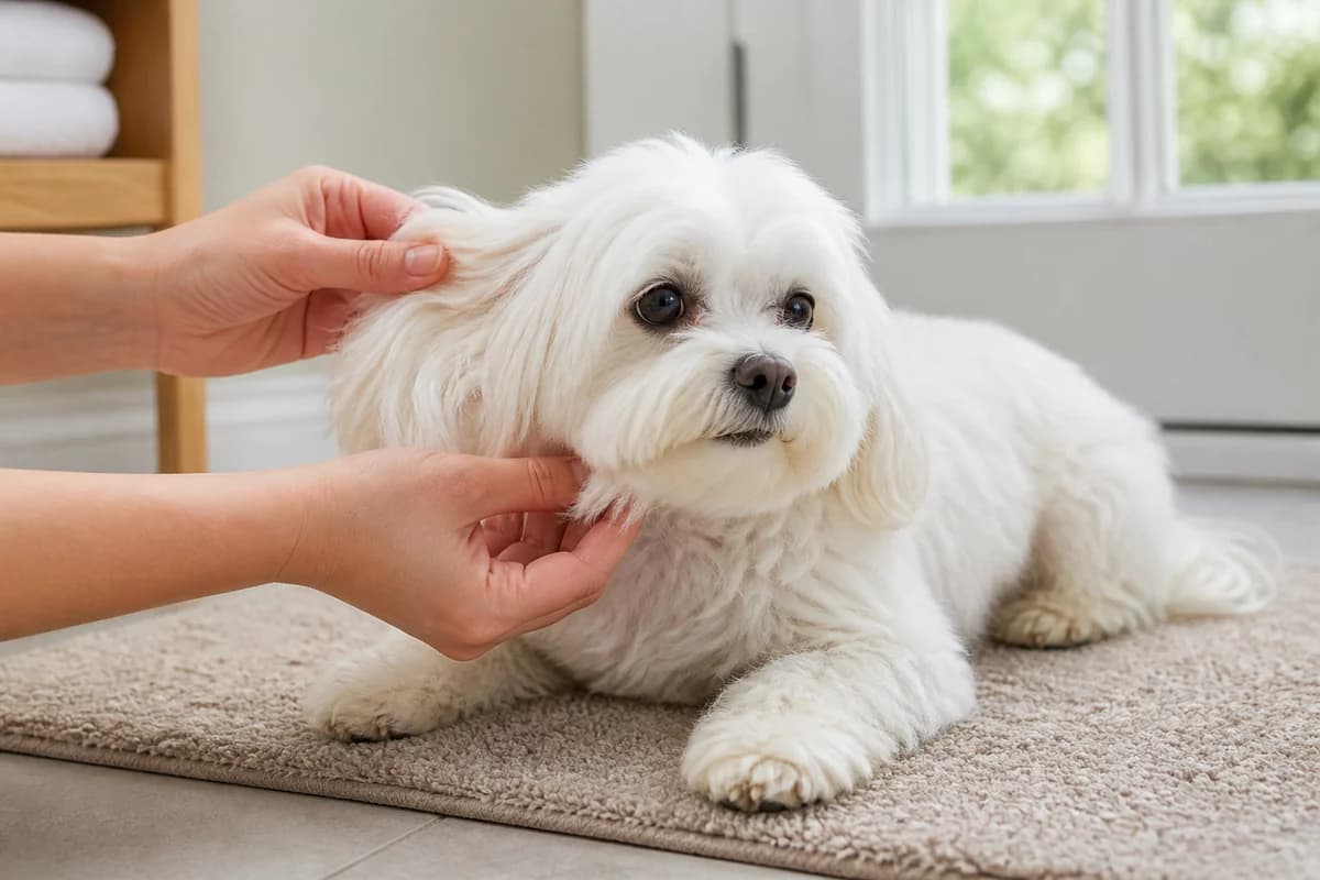 Portrait rapproché d’un bichon maltais pour illustrer le pelage et les soins courants