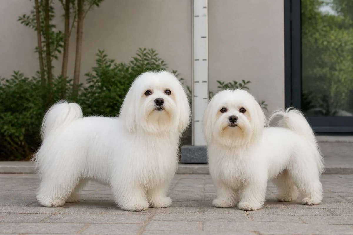 Bichon maltais adulte, vue de la silhouette et du gabarit