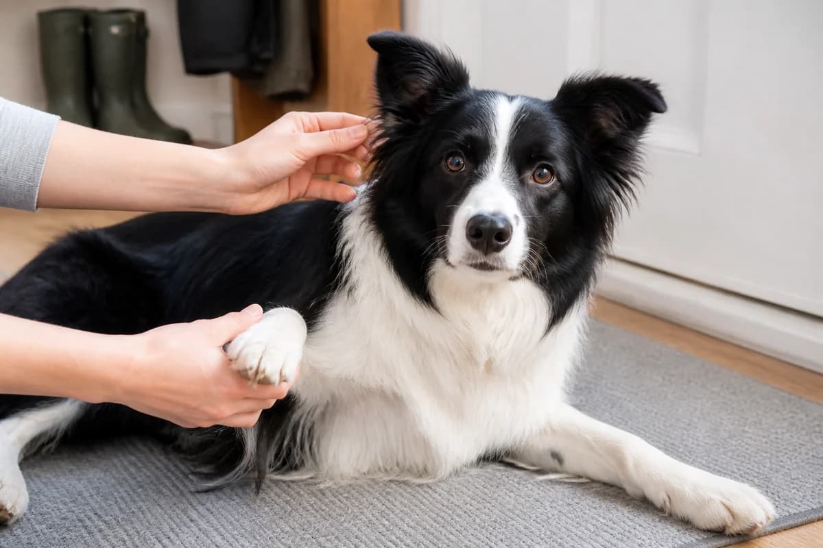 Portrait rapproché d’un border collie pour illustrer le pelage et les soins courants