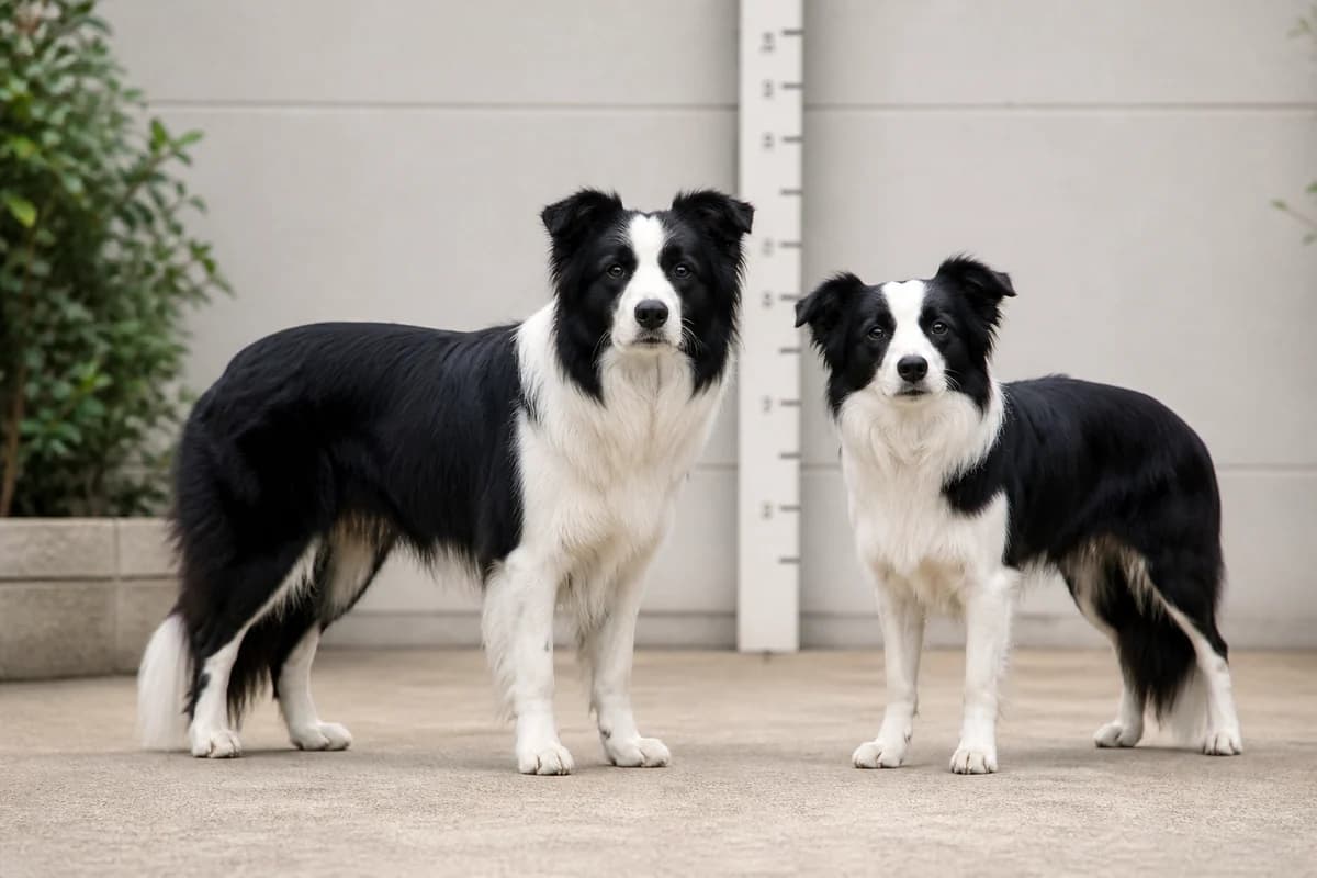 Border collie adulte, vue de la silhouette et du gabarit
