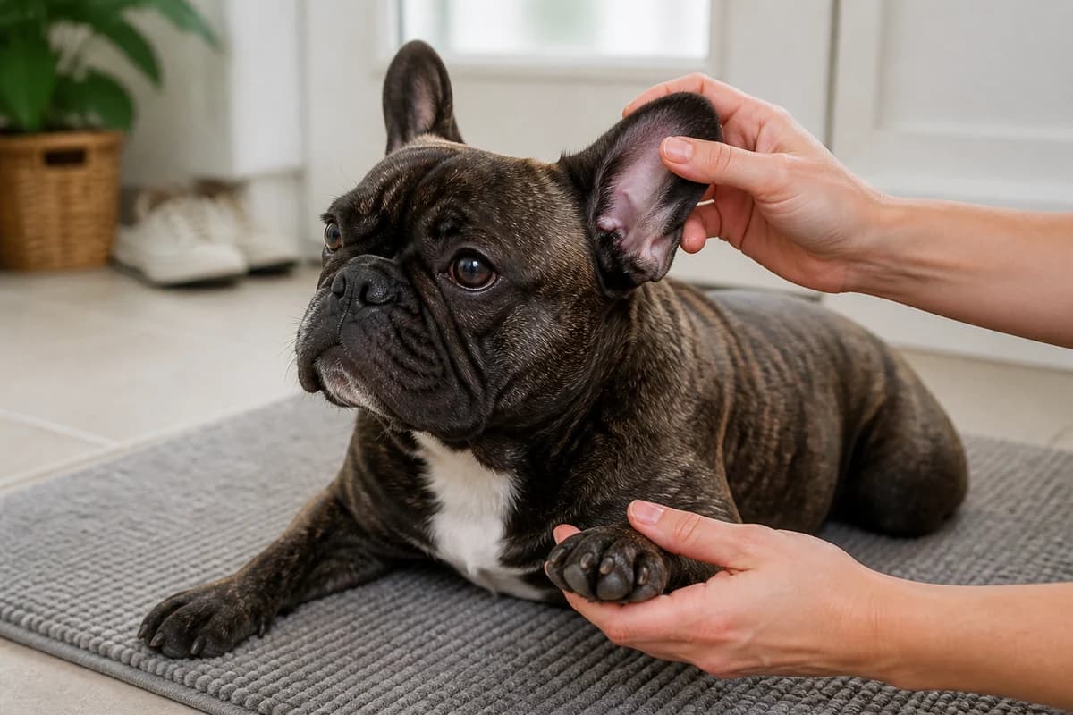 Portrait rapproché d’un bouledogue français pour illustrer le pelage et les soins courants