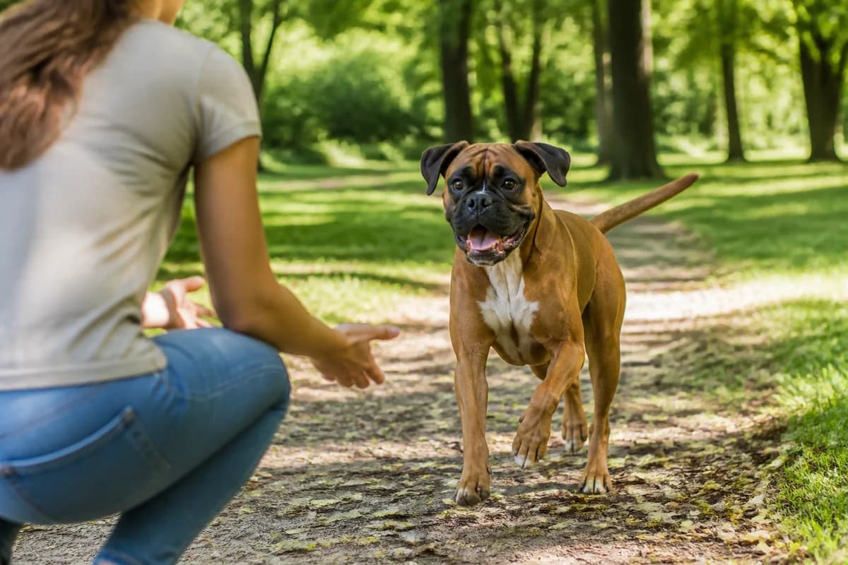 Boxer observé pendant une sortie adaptée à son gabarit