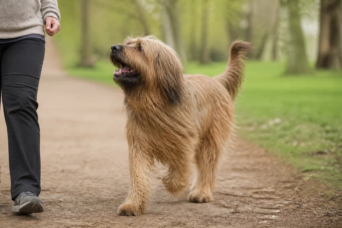 Briard observé pendant une sortie adaptée à son gabarit