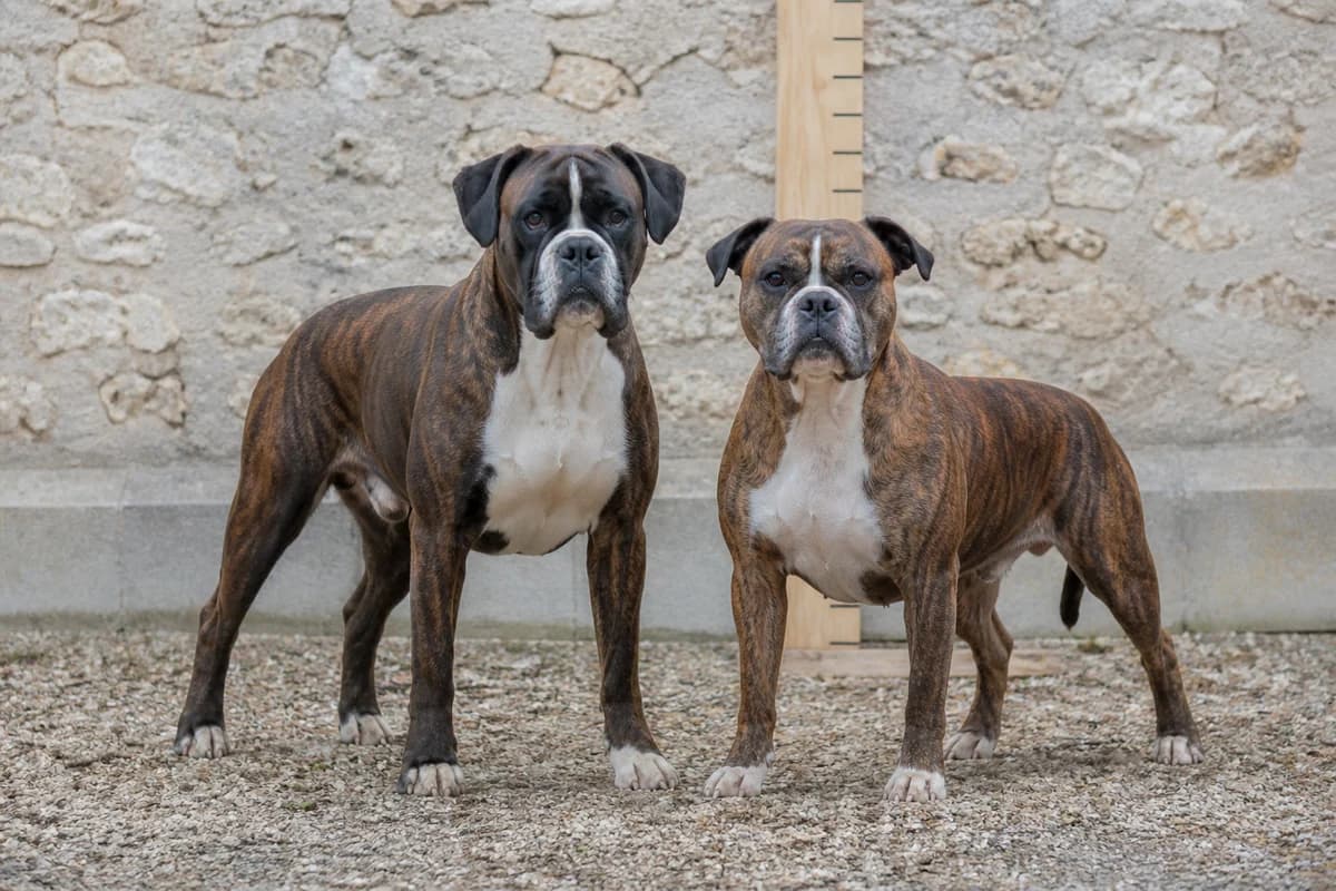 Bullboxer (Boxer × Staffordshire) adulte, vue de la silhouette et du gabarit