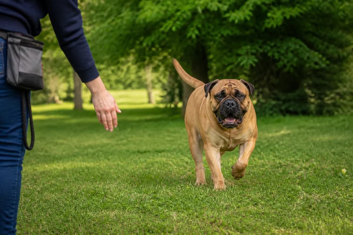 Bullmastiff observé pendant une sortie adaptée à son gabarit
