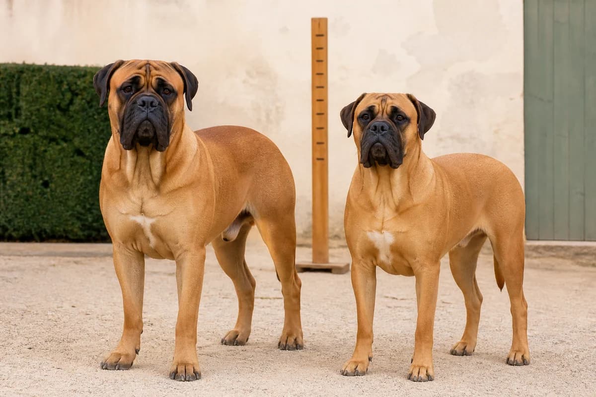 Bullmastiff adulte, vue de la silhouette et du gabarit